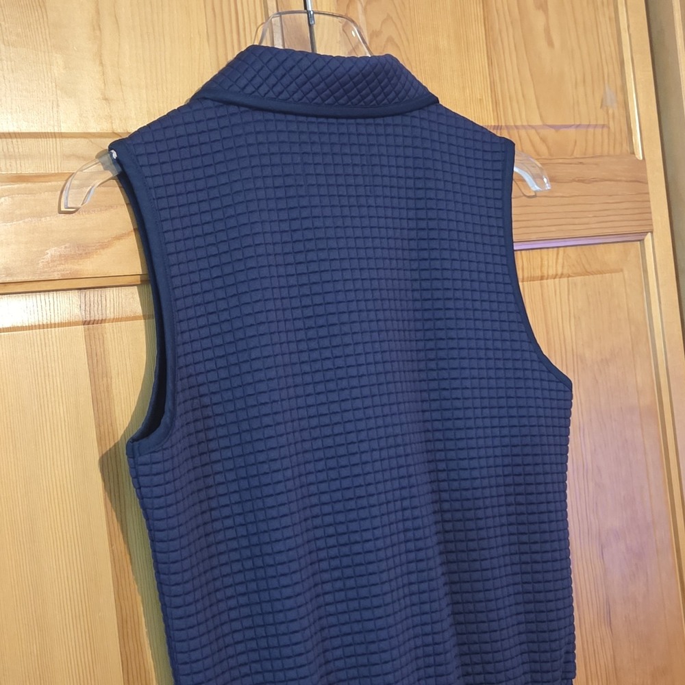Dudley Stephens Ava Dress Small Navy Blue Waffle Quarter Zip Sleeveless Pockets - Picture 8 of 9